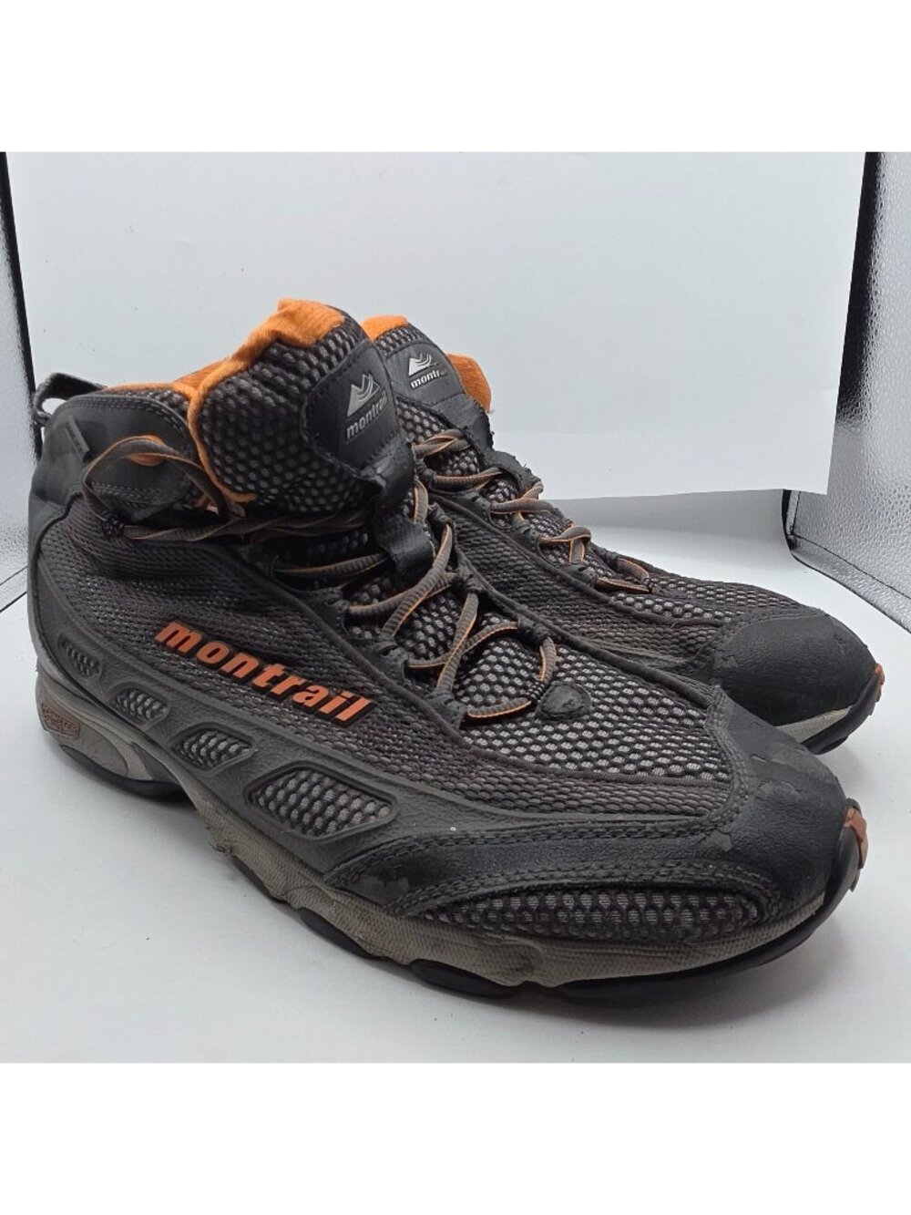 Montrail Hardrock Mid GTX Mens Size 12 Gray Orange Hiking Boots Outdoors Camping